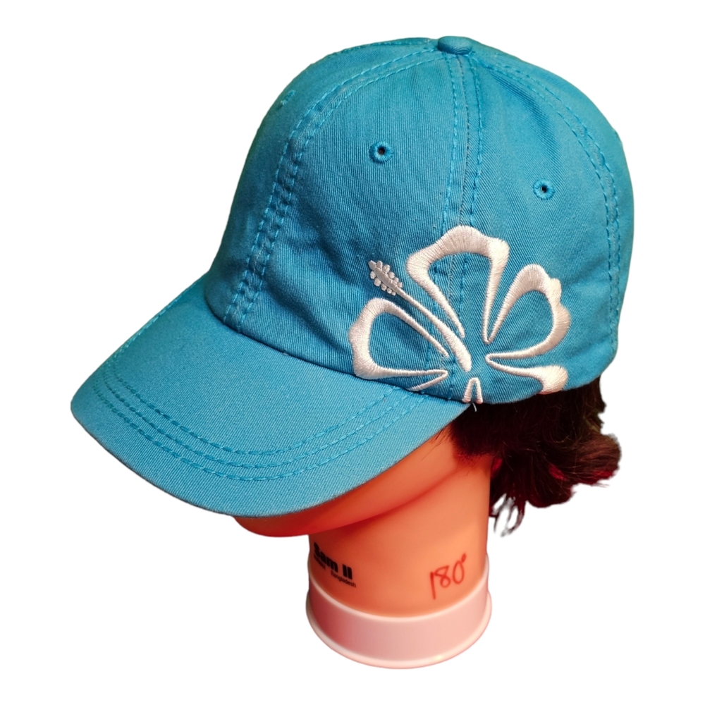 Yellow Hibiscus Embroidery Unisex Adjustable Turquoise Hat Baseball Cap DP Brand